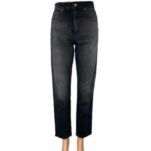 Zara Women's Black High Waisted Baggy Straight Leg Denim Jeans Pants Size 4